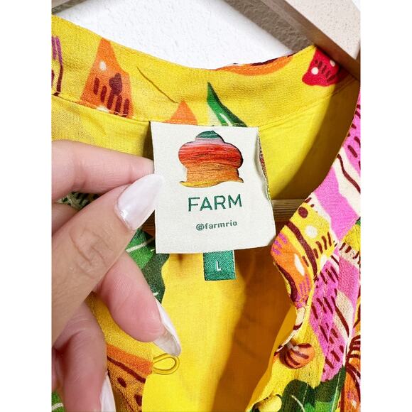 Farm Rio Yellow Beaks & Bananas Layered Ruffled Mini Dress Large - Picture 7 of 13